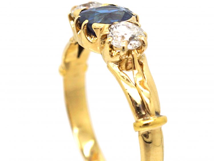 Edwardian 18ct Gold, Sapphire & Diamond Three Stone Ring