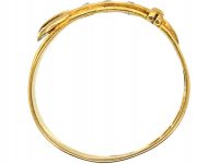 Victorian 18ct Gold Buckle Ring set with Three Diamonds