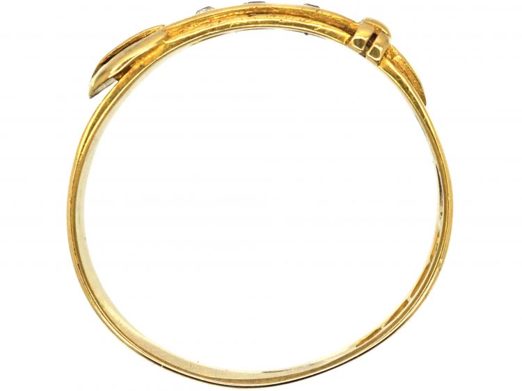 Victorian 18ct Gold Buckle Ring set with Three Diamonds