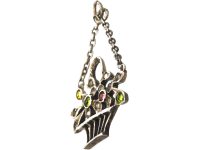 Edwardian Small Silver & Coloured Paste Giardinetto Pendant