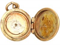 Edwardian Small Round 9ct Gold Locket set with a Natural Split Pearl
