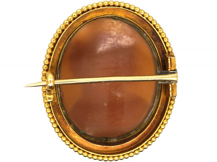 Victorian 15ct Gold, Shell Cameo Brooch of a Greek Lady