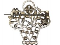 Edwardian Silver, Silver Gilt, Marcasite & Paste Giardinetti Brooch