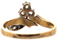 French Art Nouveau 18ct Gold & Diamond Three Leaf Clover Ring