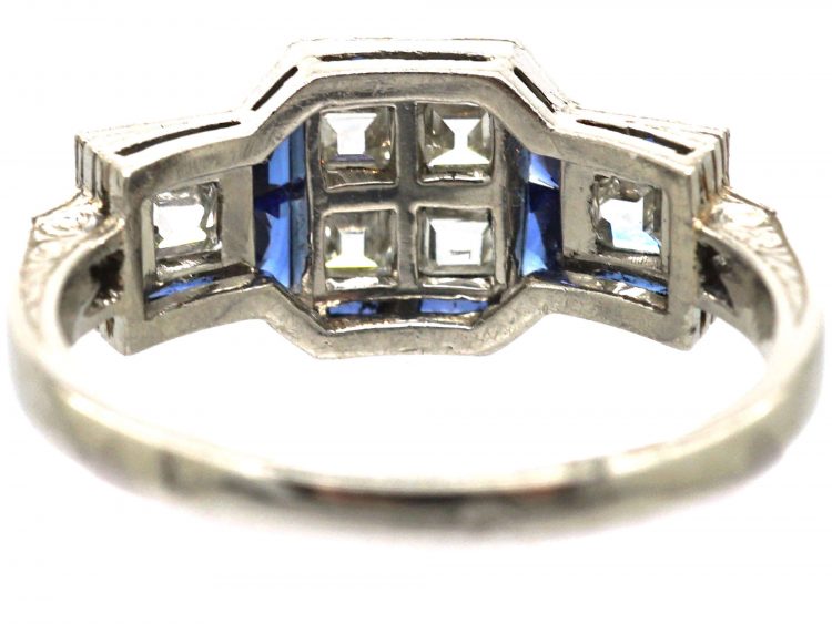 Mid 20th Century French Platinum, Sapphire & Diamond Ring by Jean-Thierry Bondt