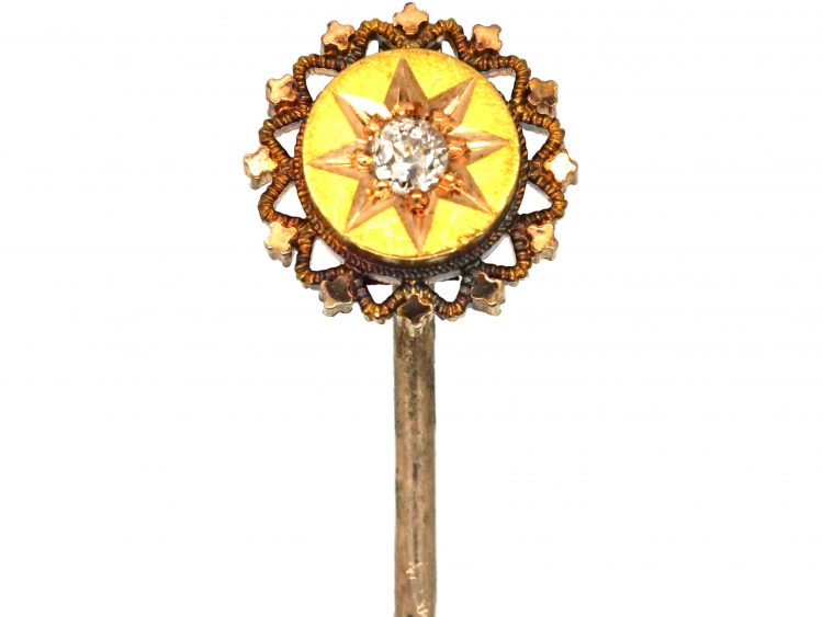 Victorian 15ct Gold Tie Pin set with a Diamond