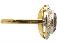 Art Deco 18ct Gold & Platinum, Rose de France Amethyst & Rose Diamond Ring