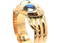 Edwardian 9ct Gold Double Snake Ring set with Moonstones
