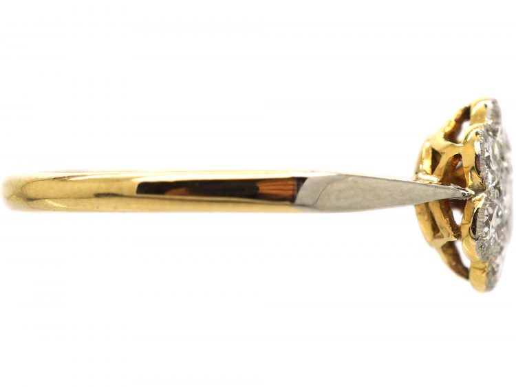 Edwardian 18ct Gold & Platinum Diamond Cluster Ring