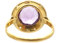 Art Deco 18ct Gold & Platinum, Rose de France Amethyst & Rose Diamond Ring