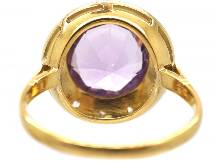 Art Deco 18ct Gold & Platinum, Rose de France Amethyst & Rose Diamond Ring