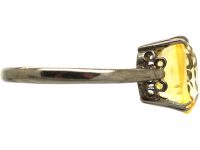 Art Deco 18ct White Gold Ring set with a Yellow Sapphire