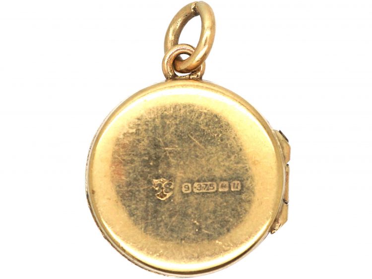 Edwardian Small Round 9ct Gold Locket set with a Natural Split Pearl