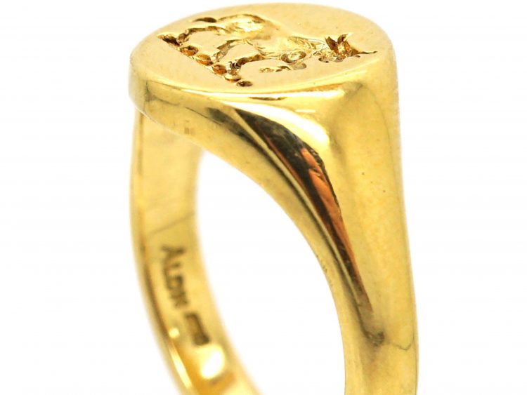 18ct Gold Signet Ring with Bull Taurus Intaglio