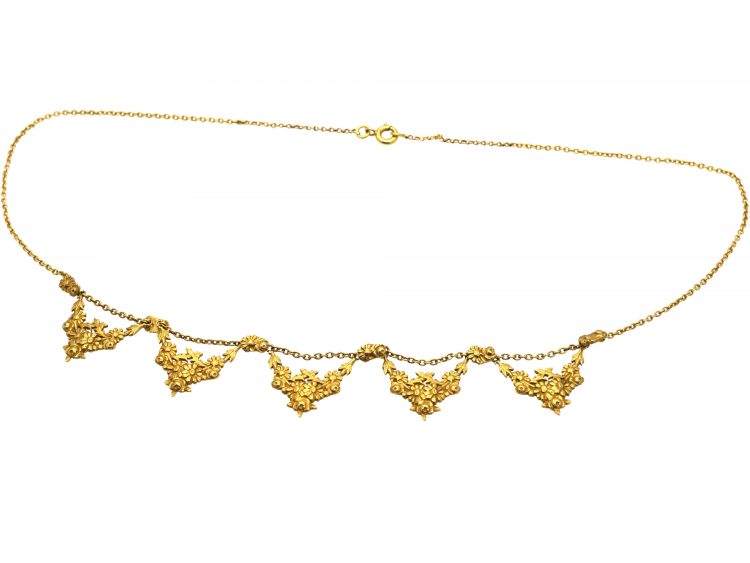 French 18ct Gold, Art Nouveau Garland Necklace