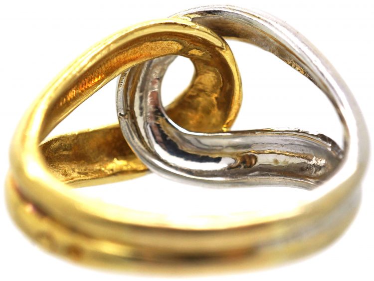 French 18ct White & Yellow Gold Knot Ring