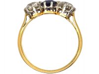 Early 20th Century 18ct Gold, Sapphire & Diamond Three Stone Ring