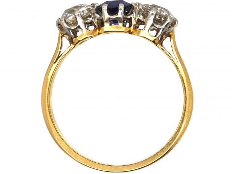 Early 20th Century 18ct Gold, Sapphire & Diamond Three Stone Ring