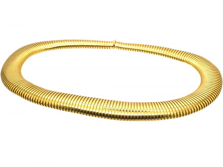 French Retro 18ct Gold Tubo-Gas Graduated Collar