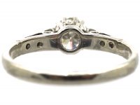 Retro Platinum, Diamond Solitaire Ring with Diamond set Shoulders