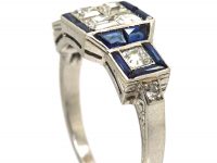 Mid 20th Century French Platinum, Sapphire & Diamond Ring by Jean-Thierry Bondt