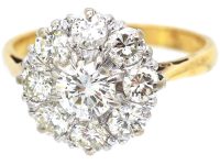 1950s 18ct Gold & Platinum, Diamond Cluster Ring