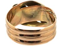 Edwardian 9ct Gold Double Snake Ring set with Moonstones