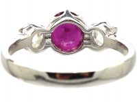 Early 20th Century Platinum, Ruby & Diamond Three Stone Ring