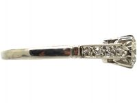 Retro Platinum, Diamond Solitaire Ring with Diamond set Shoulders