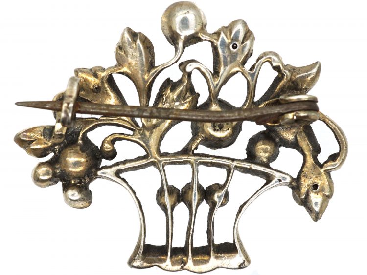 Edwardian Silver & Paste Giardinetti Flower Basket Brooch