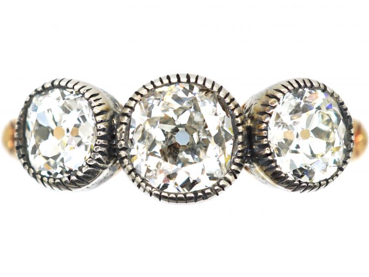 Victorian Three Stone Old European Diamond Ring