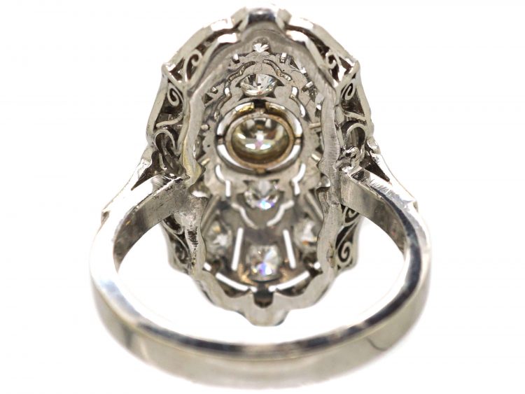Early 20th Century 18ct Gold & Platinum Oval Ring set with Diamonds