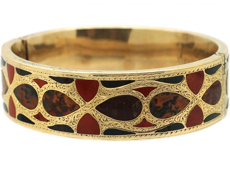 Victorian 15ct Gold Bangle set with Scottish Agates