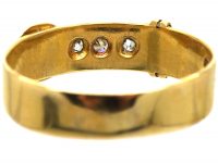 Victorian 18ct Gold Buckle Ring set with Three Diamonds