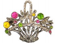 Edwardian Silver, Marcasite & Paste Giardinetti Brooch
