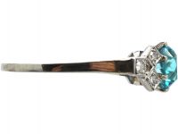 Art Deco 18ct White Gold & Platinum, Zircon & Diamond Ring