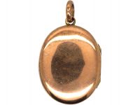 Edwardian 9ct Gold Back & Front Oval Locket with Green Paste & Natural Split Pearl Motif