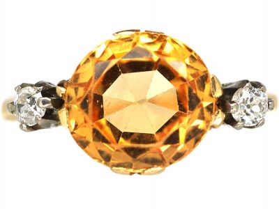Early 20th Century Swedish 18ct Gold, Topaz & Diamond Ring