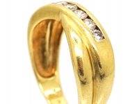 18ct Gold Crossover Ring set with Diamonds