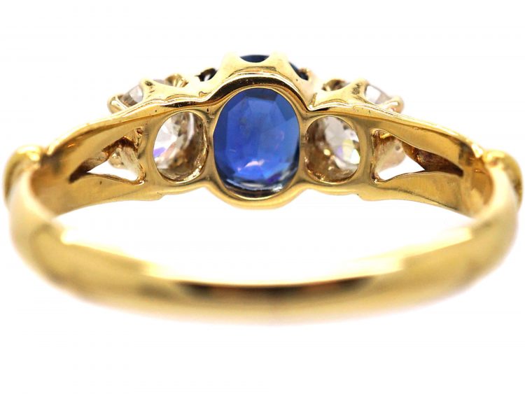 Edwardian 18ct Gold, Sapphire & Diamond Three Stone Ring