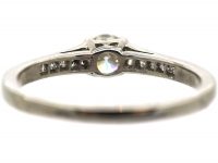 18ct White Gold Diamond Solitaire Ring with Princess Cut Diamond Shoulders