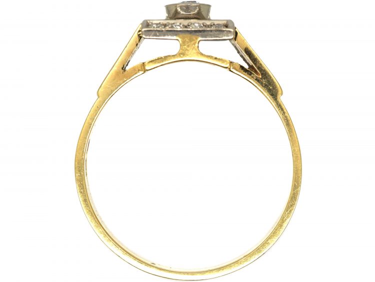 Retro 18ct White & Yellow Gold Ring set with Diamonds