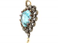 Edwardian Aquamarine, Diamond & Ruby Heart Shaped Pendant