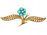 Edwardian 15ct Gold, Forget me Not Brooch in Original Case