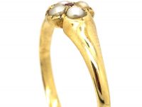 Regency 15ct Gold, Natural Split Pearls & Ruby Flower Ring