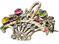 Edwardian Silver, Marcasite & Paste Giardinetti Brooch