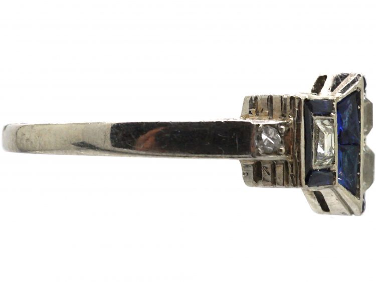 Mid 20th Century French Platinum, Sapphire & Diamond Ring by Jean-Thierry Bondt