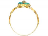 Regency 15ct Gold, Turquoise & Natural Split Pearl Forget Me Not Ring