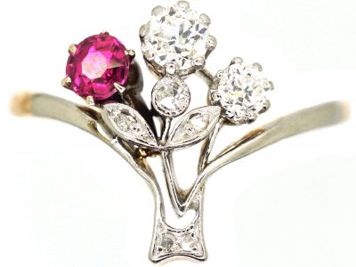 Early 20th Century 14ct Gold & Platinum Giardinetti Ring