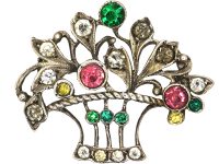 Edwardian Silver & Paste Giardinetti Flower Basket Brooch